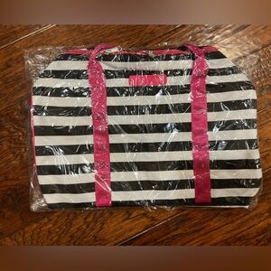 Brand New in Bag Black and White Striped Women's Bag with Pink Accents